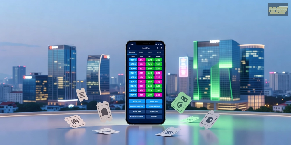 Minh họa khái niệm xổ số hôm nay nh88 với giao diện trực tuyến hiện đại và các con số may mắn