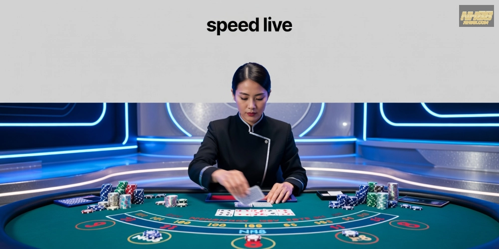 Giao diện bàn chơi speed baccarat nhanh chóng trên NH88 với dealer năng động