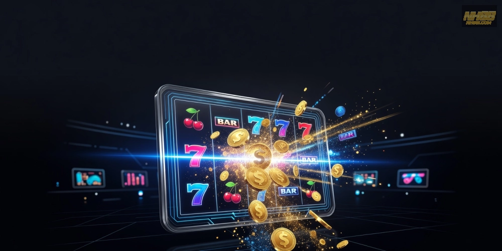 Hình minh họa khái niệm nổ hũ nh88 với jackpot hấp dẫn và giao diện hiện đại.